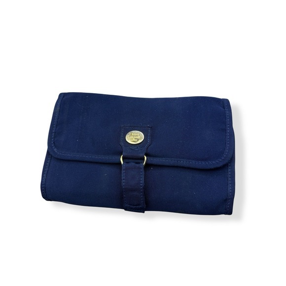 Dior Handbags - Christian Dior Navy Blue‎ Nylon Clutch with Gold Accent and Built-in Mirror Vtg
